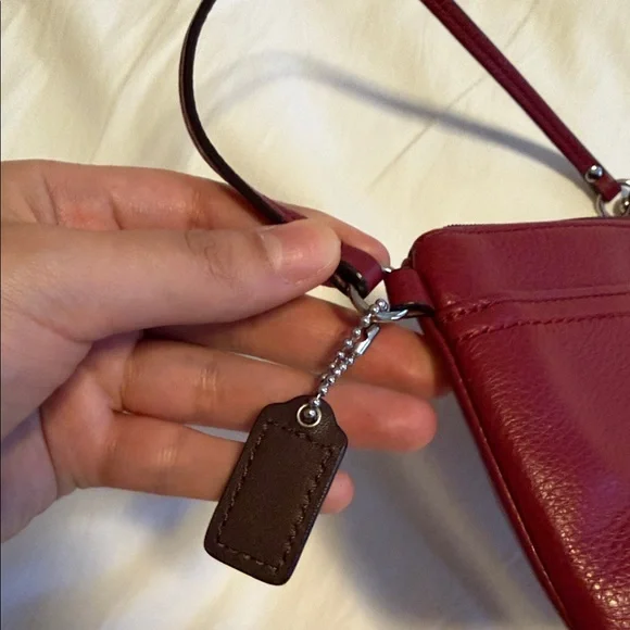 Coach Burgundy Leather Turnlock Wristlet - Picture 7 of 9